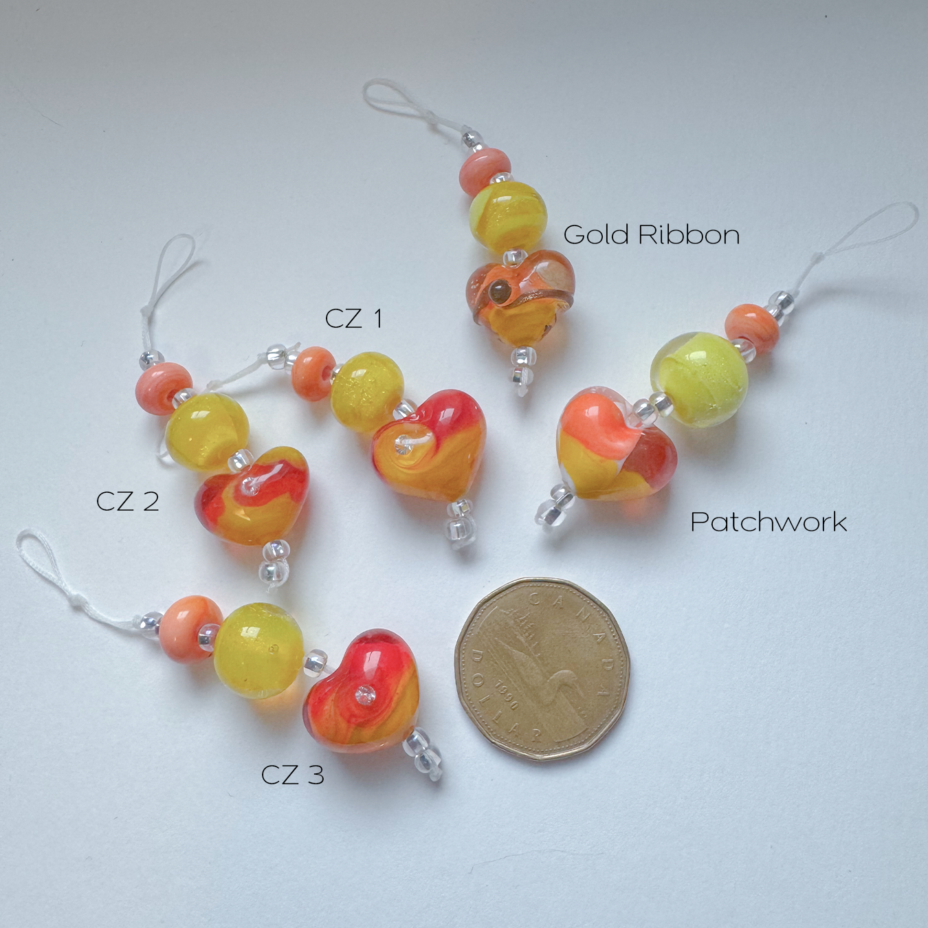 Mango Heart Bead Mini-Strand