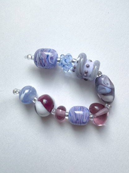 Blue and Purple Bead Strands
