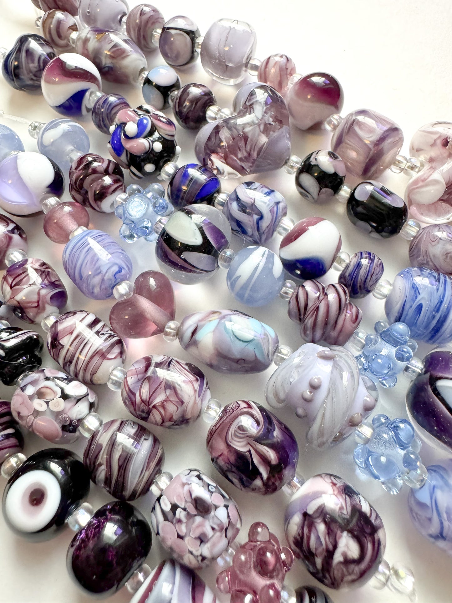 Blue and Purple Bead Strands