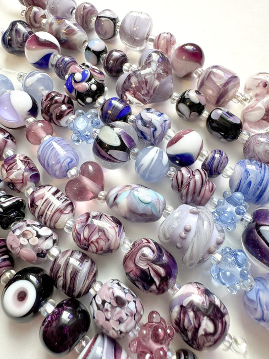 Blue and Purple Bead Strands